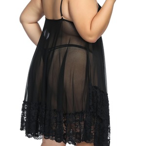 ODM OEM Completo Intimo Plus Size in Pizzo a Contrasto e Rete con Perizoma, <span class=keywords><strong>Pigiama</strong></span> in Pizzo e Rete per Ragazza, Abbigliamento da Notte Casual, Camicia da Notte - Product Image 6