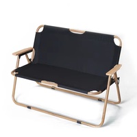Chaise double pliable portable en acier à haute teneur en carbone, siège de repos pour couple, idéale pour l'extérieur, la plage, le camping, les pique-niques, les barbecues, avec logo personnalisé, pour le voyage