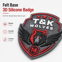 Parche de Silicona y Fieltro con Logotipo de Lobo 3D Personalizado, para Coser o Termoadhesivo, para Chaquetas, Gorras y Prendas