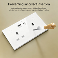 Prise murale double intelligente WiFi Royaume-Uni 13A avec 2 ports USB-A USB-C en verre trempé IP21 compatible Tuya Smart Life Alexa Google Home