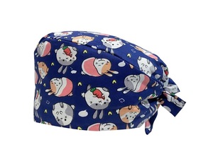 หมวกผ่าตัดผ้าฝ้ายแท้สำหรับผู้หญิง ลายผูกโบว์ ดีไซน์หัวเข็มขัดแบบใหม่ สไตล์ลำลอง สำหรับทันตกรรม ชีโม ดูแลหลังคลอด - Product Image 6