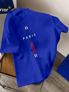 T-shirt d'été pour homme en coton non tissé antibactérien, coupe décontractée, grande taille, imprimé lettres <span class=keywords><strong>Paris</strong></span>, col rond, manches courtes - Product Image 6