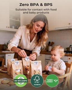 Etiquetas Redondas de Papel Térmico de Doble Color Rojo y Negro <span class=keywords><strong>MUNBYN</strong></span> RW405 para Escuelas, Negocios, Exposiciones y Supermercados, 150 Hojas/1 Rollo - Product Image 5