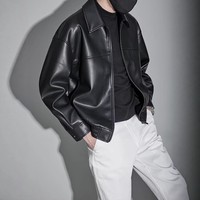 Veste Moto Premium Noire pour Hommes en Simili Cuir PU, Manteau Personnalisé pour l'Hiver et le Quotidien