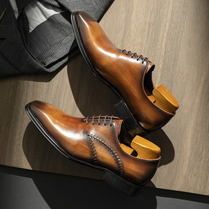 Leather Men's Business Formal Brogue Leather Summer Casual Top Grain Cowhide <b>Shoes</b> - Product Image 2