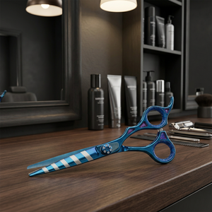 Ciseaux de salon à rayures en maille - Product Image 3