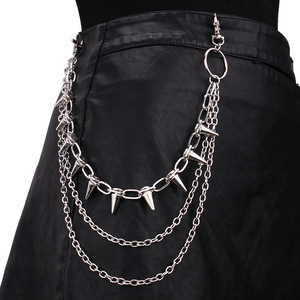 Unisex Waist <b>Chain</b> Zinc Alloy Spike Rivet Multi Layered Casual Hip Hop Punk Accessory For <b>Jeans</b> - Product Image 3