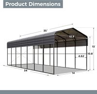 Kits de cochera metálica para caravanas con techo de hierro, impermeables, de alta resistencia, para 2 coches, cobertizo exterior para estacionamiento de coches, SUV, camiones y tractores