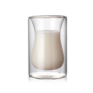 <span class=keywords><strong>Tasse</strong></span> à café en verre à <span class=keywords><strong>double</strong></span> <span class=keywords><strong>paroi</strong></span> <span class=keywords><strong>120</strong></span> <span class=keywords><strong>ML</strong></span> Nouveau design Tasses à lait en verre Couleur et forme personnalisées - Product Image 5