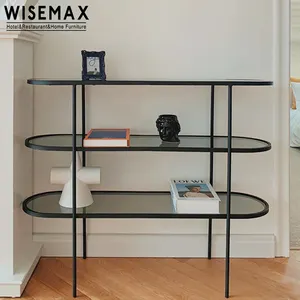 Wisemax мебель минималистский гостиная мебель из камня-капельки прозрачно-зеленого цвета со стеклянным верхом металлический каркас 3 слоя полка для спальни