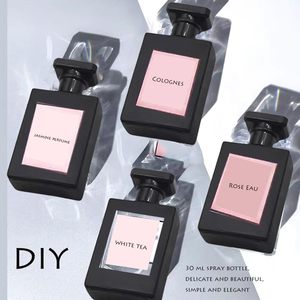 Botella de Perfume de Vidrio Negra Mate de Lujo de 30 ml, 50 ml, 100 ml, Rectangular Plana, Transparente, Recargable, con Pulverizador de Aceite, Serigrafía - Product Image 6