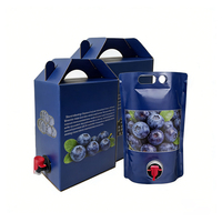 Pochette souple personnalisée réutilisable avec bec verseur pour jus de myrtille, reconditionnement de boissons, emballage liquide avec bec verseur et boîte