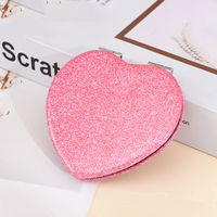 Miroir de poche pliable en cuir PU double face HD avec grossissement, décoration flash, miroir de maquillage compact portable pour cadeau