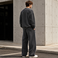 Pantalon de survêtement pour homme en coton lavé, coupe large, taille à cordon, broderie multicolore, style streetwear, vente en gros