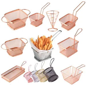 Minicesta de acero inoxidable para patatas fritas, soporte pequeño para freír patatas fritas, venta al por mayor