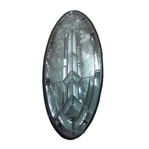 Insertos de Vidrio Ovalados con Patrón de Flor de Hielo y Plomo Plateado para Puerta de Entrada Principal - Product Image 4