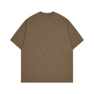 Camiseta transpirable de cuello redondo de gran tamaño Algodón flameado premium, pieza de capas versátil - Product Image 1