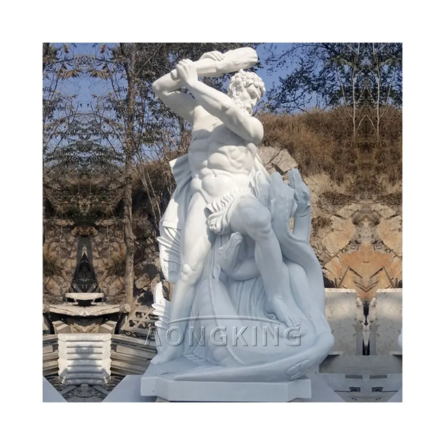 Hércules con serpiente estatua de mármol vida tamaño para la venta