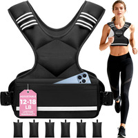 Gilet lesté ajustable pour femmes, confortable, col en U, avec 6 poids amovibles, poche de rangement et bandes réfléchissantes