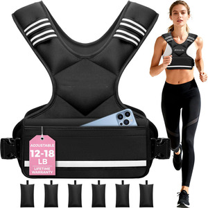 Gilet lesté ajustable pour femmes, confortable, col en U, avec 6 poids amovibles, poche de rangement et bandes réfléchissantes - Product Image 3