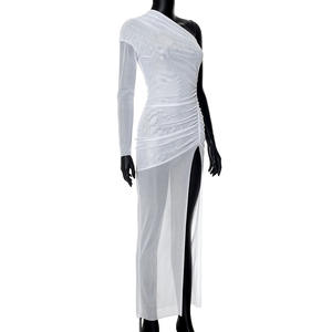 Nuevo Vestido Largo de Moda para Mujer con Manga Larga, Diseño de Gasa Empalmada, Cintura Baja y Color Sólido - Product Image 6