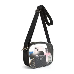 New Pvc Transparent Pu Shoulder Crossbody Bag Large Capacity Travel Bag Metal Buckle Waterproof Storage Bag