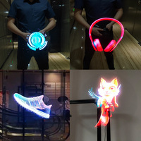 Ventilador Holográfico 3D, Luz de Ahorro de Energía 3D sin Gafas, con Certificación CE, Control Remoto por Aplicación Móvil para Publicidad y Exposiciones