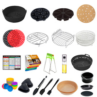 Ensemble de paniers réutilisables en silicone alimentaire pour friteuse à air, accessoires pour four et friteuse à air avec grille en acier inoxydable