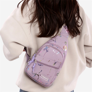 FTSEESTF Women's Chest <b>Bag</b> Purple Multi Pocket Zipper Portable Everyday Use Crossbody <b>Bag</b> - Product Image 4