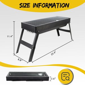 Portable Folding Charcoal Bbq Grill Collapsible Tabletop Iron <b>Stove</b> With Built-in Tool Box for Outdoor Camping Picnic - Product Image 2