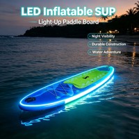 Kit complet de planche à pagaie gonflable LED lumineuse, planche de SUP lumineuse pour débutants adultes