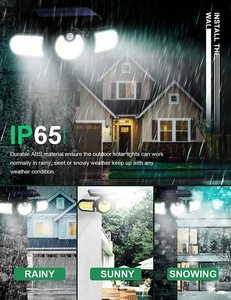 Détecteur de mouvement solaire <span class=keywords><strong>sans</strong></span> <span class=keywords><strong>fil</strong></span>, imperméable conforme à la norme IP65, 3 Modes d'éclairage, 140led, lumière de sécurité, applique murale, pour jardin, <span class=keywords><strong>terrasse</strong></span> ou Garage, 450 Lumens - Product Image 6