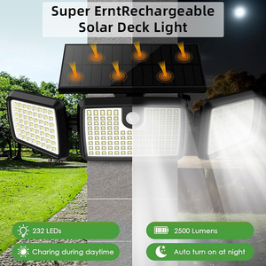 Ausilver lampu taman surya luar ruangan keamanan pengendali jarak jauh 3-kepala IP65 <span class=keywords><strong>Sensor</strong></span> gerak tahan air lampu dinding sudut lebar 270 ° - Product Image 3