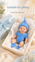 Nouvelle arrivée : poupée reborn en silicone de 8 pouces avec pull en tricot bleu, robe offerte, jouet compagnon pour enfants