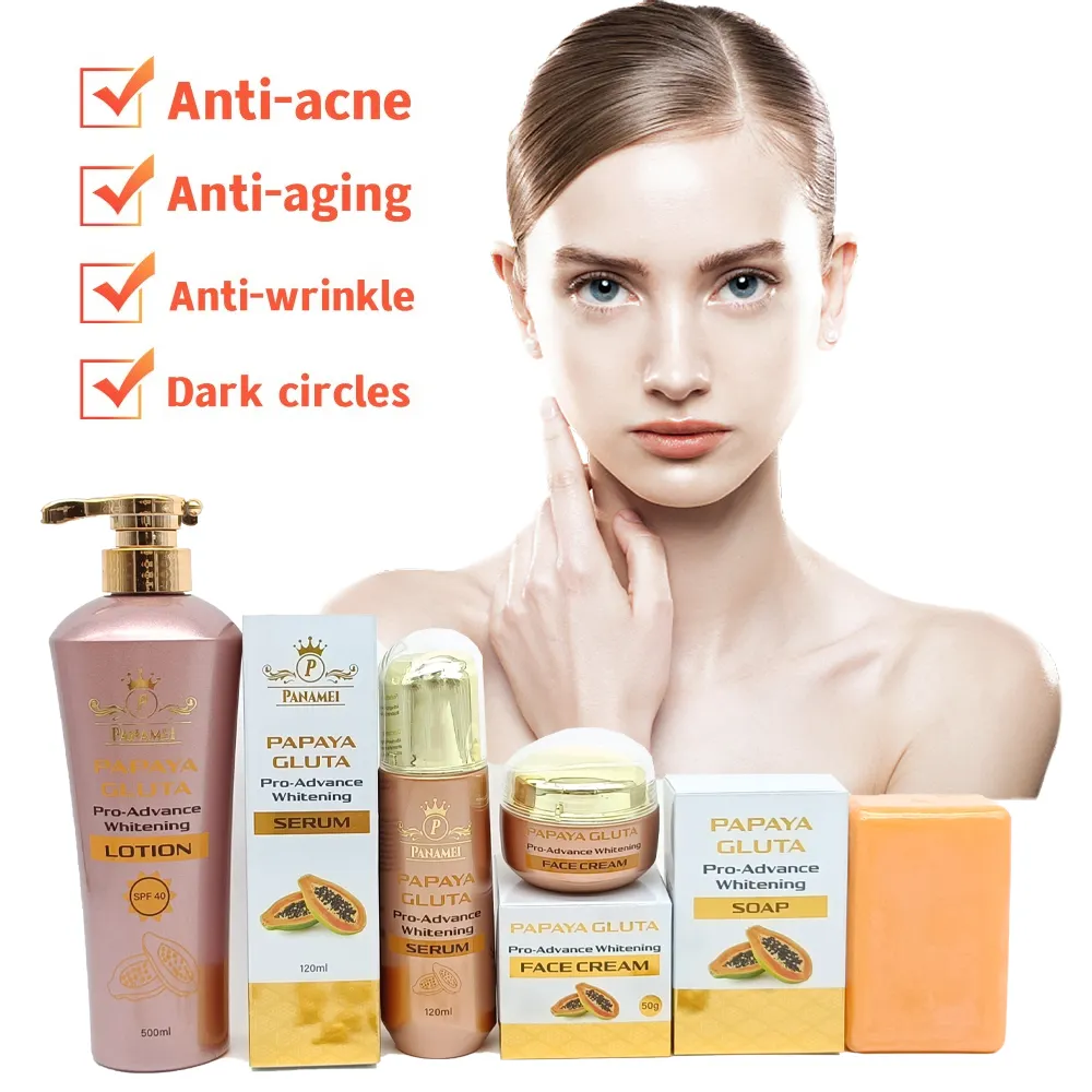 Papaya Gluta Whitening Skin Care Sets for Half Cast Skin Vitamin C Arbutin Beauty Skin Care Products Face and Body Lotion Set
