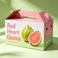 Premium rode hartvormige guave verpakkingsdoos met aangepast logo, bedrukt golfkarton, fruit- en groente verzenddoos met handvat