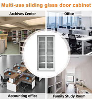 Armoire de classement en acier à 4 niveaux avec porte coulissante en verre, démontable, pour bureau, école, hôpital - Vente en gros usine