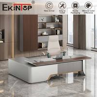 Bureau de direction moderne en PVC imperméable avec surface en bois, design extensible pour usage commercial, fabriqué par Ekintop Factory