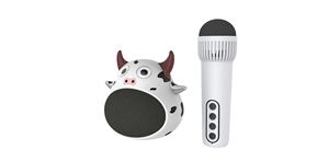 Giá Rẻ Màu Xanh Lá Cây Dễ Thương Bò Xách Tay <span class=keywords><strong>Mini</strong></span> Karaoke Loa Với Bluetooth Không Dây Mic Dễ Thương Thiết Bị Âm Thanh Cho Trẻ Em - Product Image 2