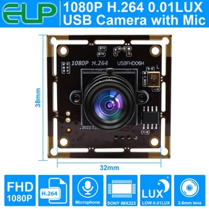 กล้องแสงน้อย H.264 ELP 1080P พร้อมไมโครโฟน0.01LUX เซ็นเซอร์ IMX323 CMOS 2MP โมดูลเว็บแคม FHD Mini PC สำหรับเครื่องหยอดเหรียญ - Product Image 2