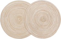 Ensemble de 6 napperons ronds tressés lavables en PP tissés pour l'intérieur de 15 pouces pour la cuisine et la table à manger