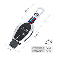 Funda de Aleación de Zinc para Llave de Coche, Carcasa para Llave Inteligente, Compatible con Jeep, Chrysler, Dodge