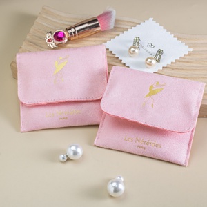 Pochette de rangement de luxe en microfibre flanelle rectangulaire pour bijoux (colliers, boucles d'oreilles) avec fermeture à bouton-pression dissimulé, directement de l'usine - Product Image 3