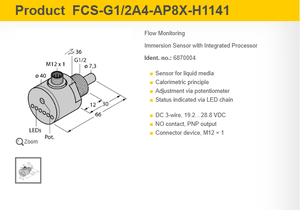 Brand new and original <strong>TURCK</strong> Flow <strong>Sensors</strong> FCS-N1/2A4-AP8X-H1141 FCS-G1/2A4-AP8X-H1141 - Product Image 5