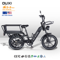 Vélo cargo électrique OUXI Q10, pneus larges de 20 pouces, moteur puissant de 750 W, vélo utilitaire à longue portée pour la livraison familiale avec siège arrière