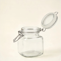 Frascos Cuadrados de Vidrio para Especias de 4 oz, para Miel, Hierbas, Jaleas, Organización de Cocina y Despensa, Tapas Herméticas con Bisagras, Apilables