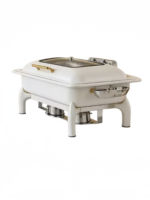Plat à chafing de luxe en acier inoxydable, robuste, blanc, hydraulique, 9L, chauffe-plat à alcool pour buffet de mariage