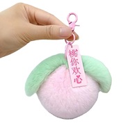 Boutique Véritable Fourrure Porte-clés Pendentif Rex Lapin En Peluche Fruit Collection-Persimmon Raisin Pomme Pêche Livre Sac Pendentif Cadeau