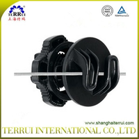 Isolateur rond à visser pour clôture électrique, support de fil de poteau de 15 mm avec support multi-fils supérieur de 5 mm et inférieur de 2,5 mm