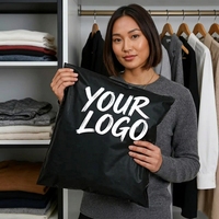 Impression en gravure de logo personnalisé, faible MOQ, sac en plastique polyéthylène translucide mat avec fermeture éclair pour le rangement des vêtements, pour les chaussures